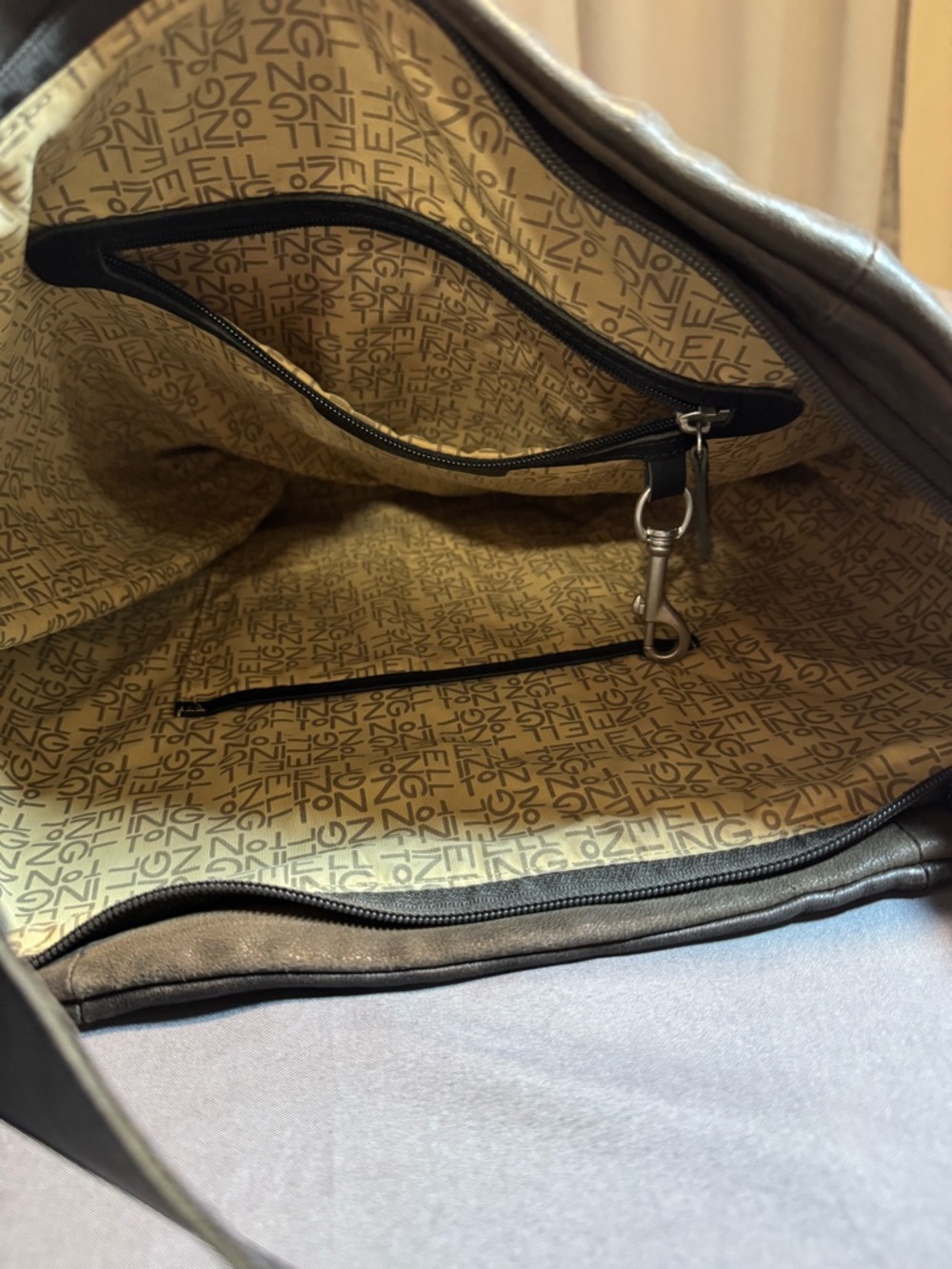 Ellington Large Brown Leather Hobo Bag with Ring Charm - Picture 3 of 6